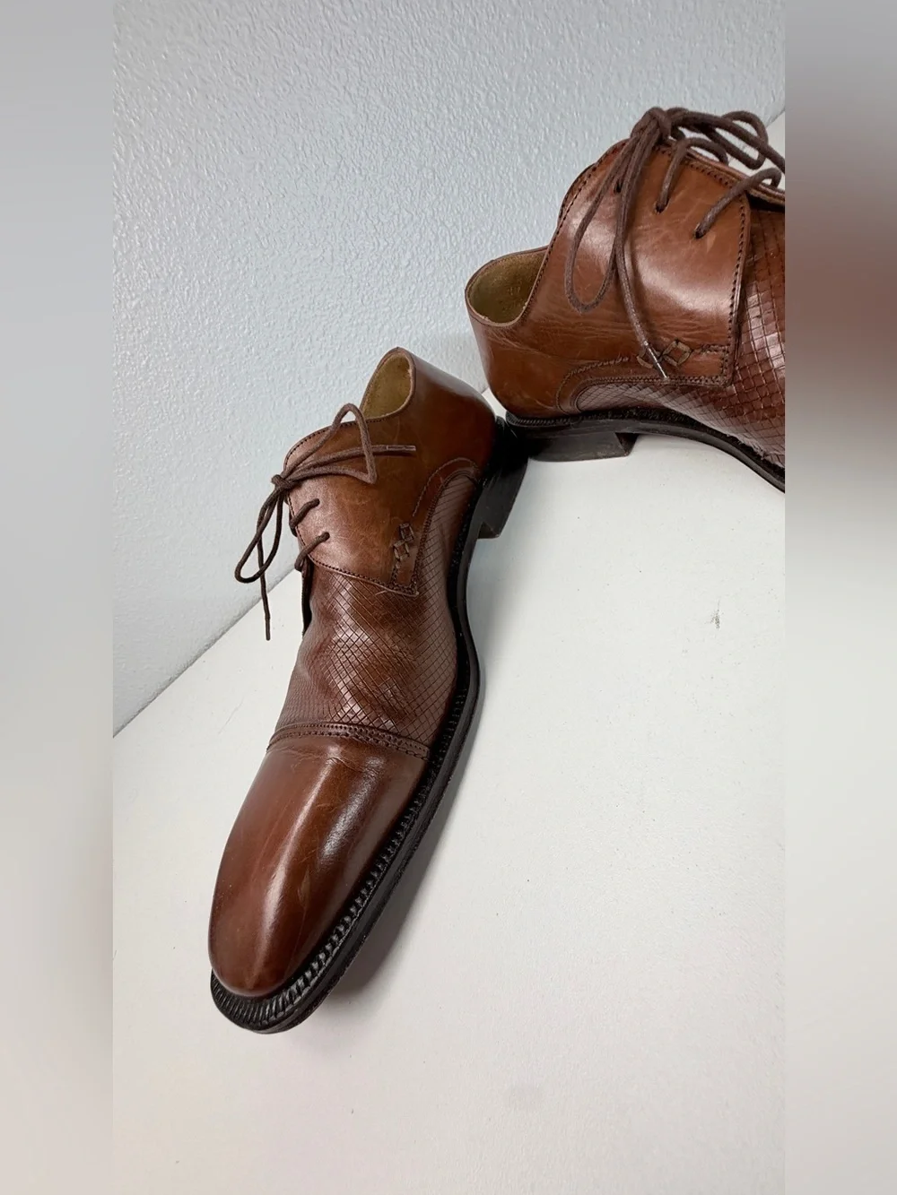 Johnston Murphy Handcrafted Spain Cap Toe Oxford Dress Shoes size 11.5 Vintage